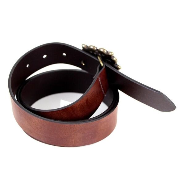 BROWN GENUINE LEATHER 1.25"Wd HOOK BUCKLE DRESS CASUAL WOMEN'S BELT Sz XL (I52 - Picture 4 of 13